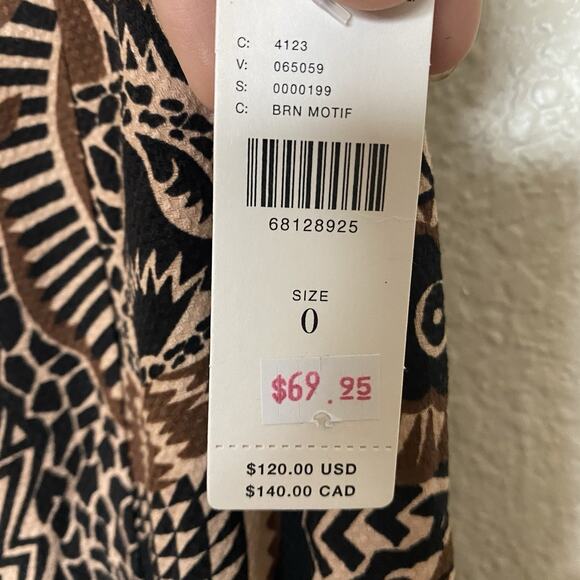 By Anthropologie Drapey Flare Pants Brown Motif Boho Hippie Bell Bottoms 0 NWT - Picture 6 of 9